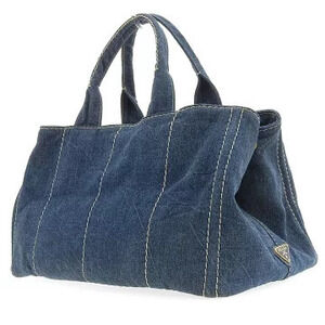 Prada Denim Handbag Tote Canapa Blue